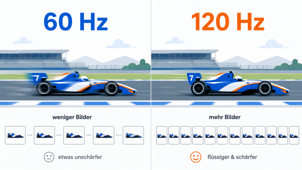 Vergleich 60 Hz und 120 Hz beim Fernseher – mehr Bilder pro Sekunde sorgen für flüssigere Bewegungen