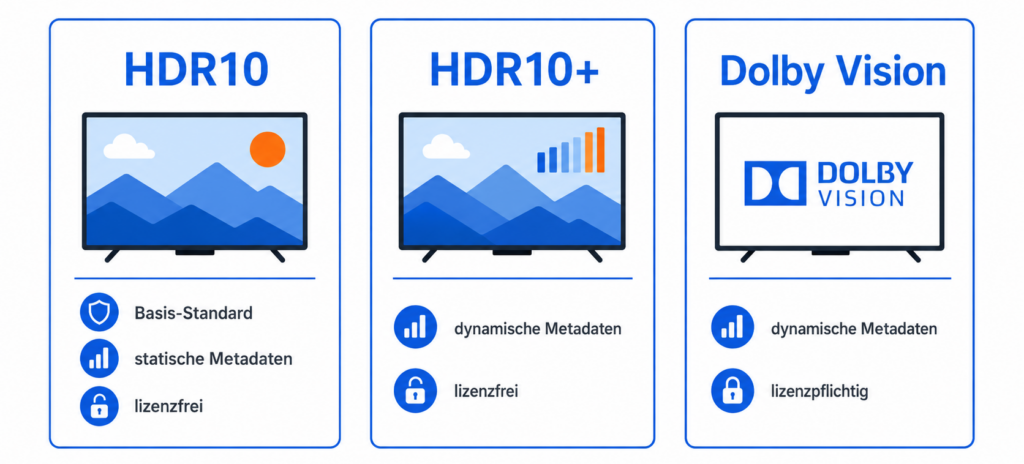 HDR-Formate im Vergleich: HDR10, HDR10+ und Dolby Vision nebeneinander | dolby vision vs hdr10+