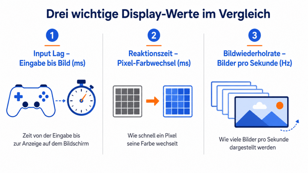 Vergleich von Input Lag, Reaktionszeit und Bildwiederholrate beim Fernseher